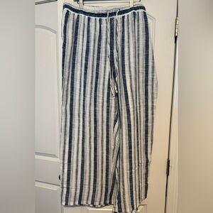 Blue and white stripped linen pants